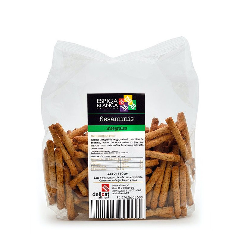 MINI BASTONES INTEGRALES CON SÉSAMO BOLSA 150g.